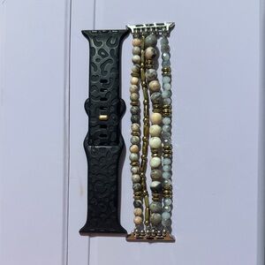 Black Silicone and Beaded Watch Bands